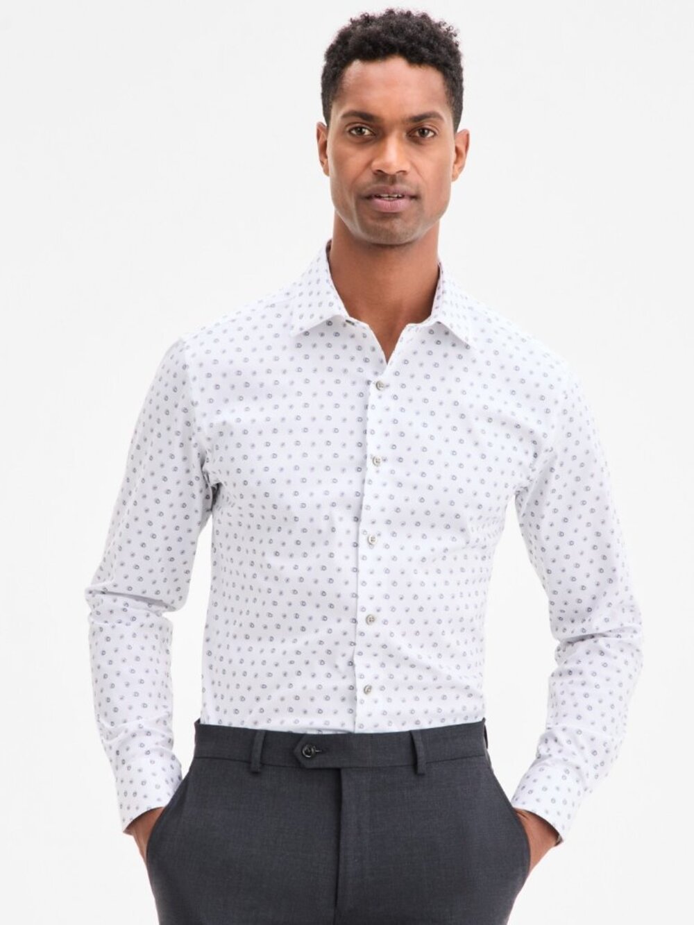 Alfani Men's Slim Fit Long Sleeve Button-Front Geo Print Dress Shirt. NWT